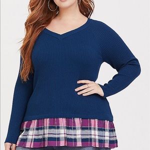 Torrid Size 2  Cute Blue Sweater With Plaid Bottom
